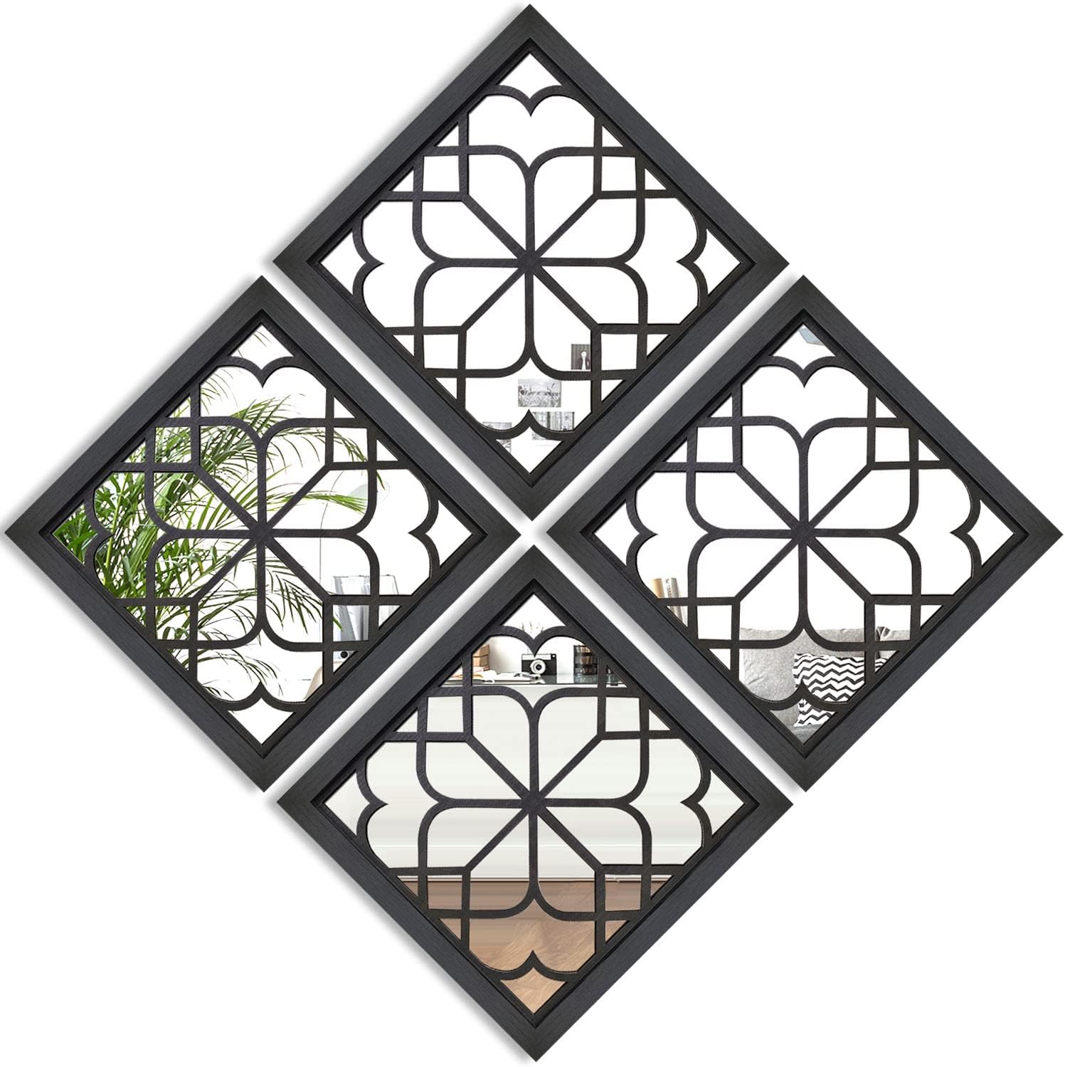 Rectangular Farmhouse Black Wall Mirror — 15" — Black