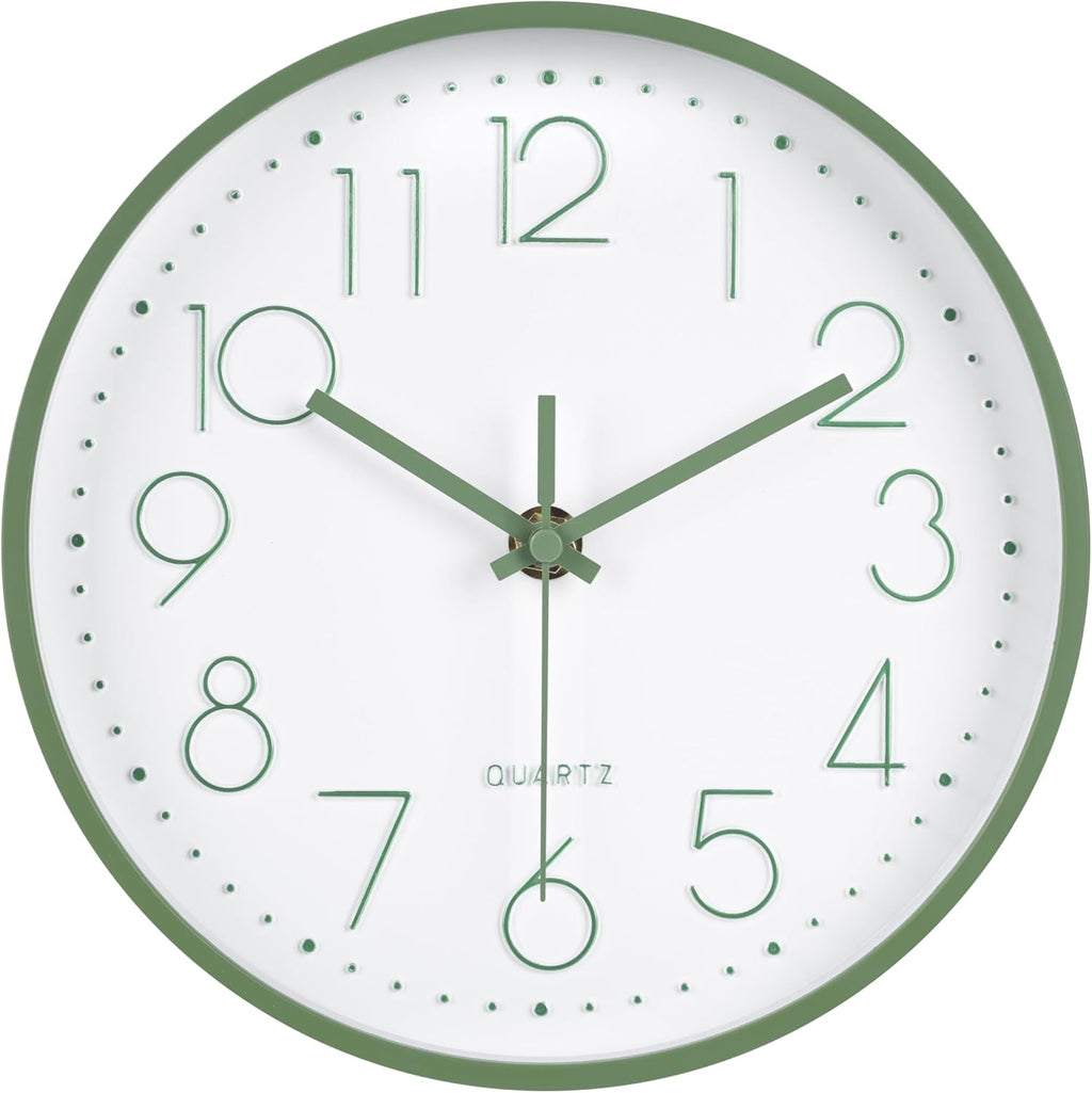 Battery Operated Modern Black Wall Clock — 16" — 8'' Green