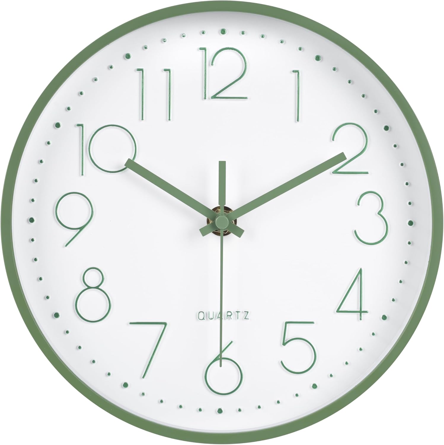 Battery Operated Modern Black Wall Clock — 16" — 8'' Green