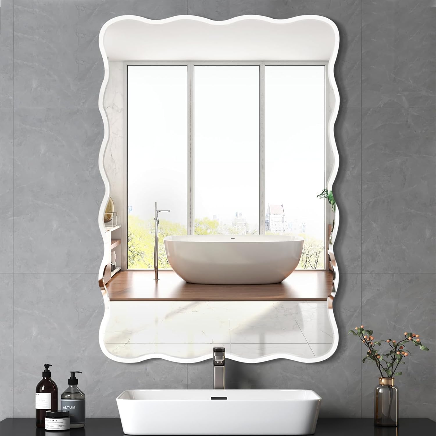 Beveled Luxe Silver Wall Mirror — 31.5" — Silver