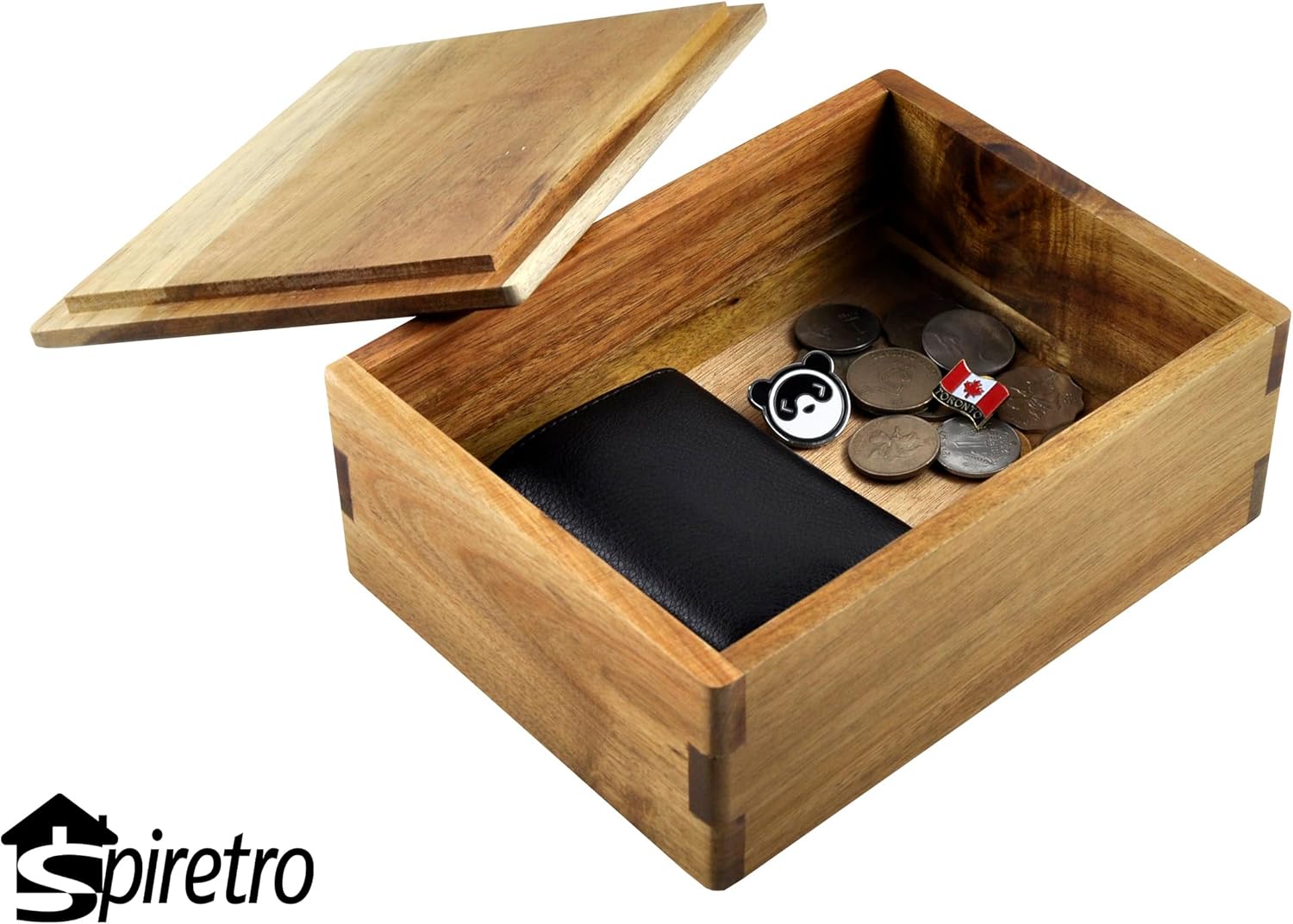 Farmhouse Wood Storage Basket — 3" - View 3