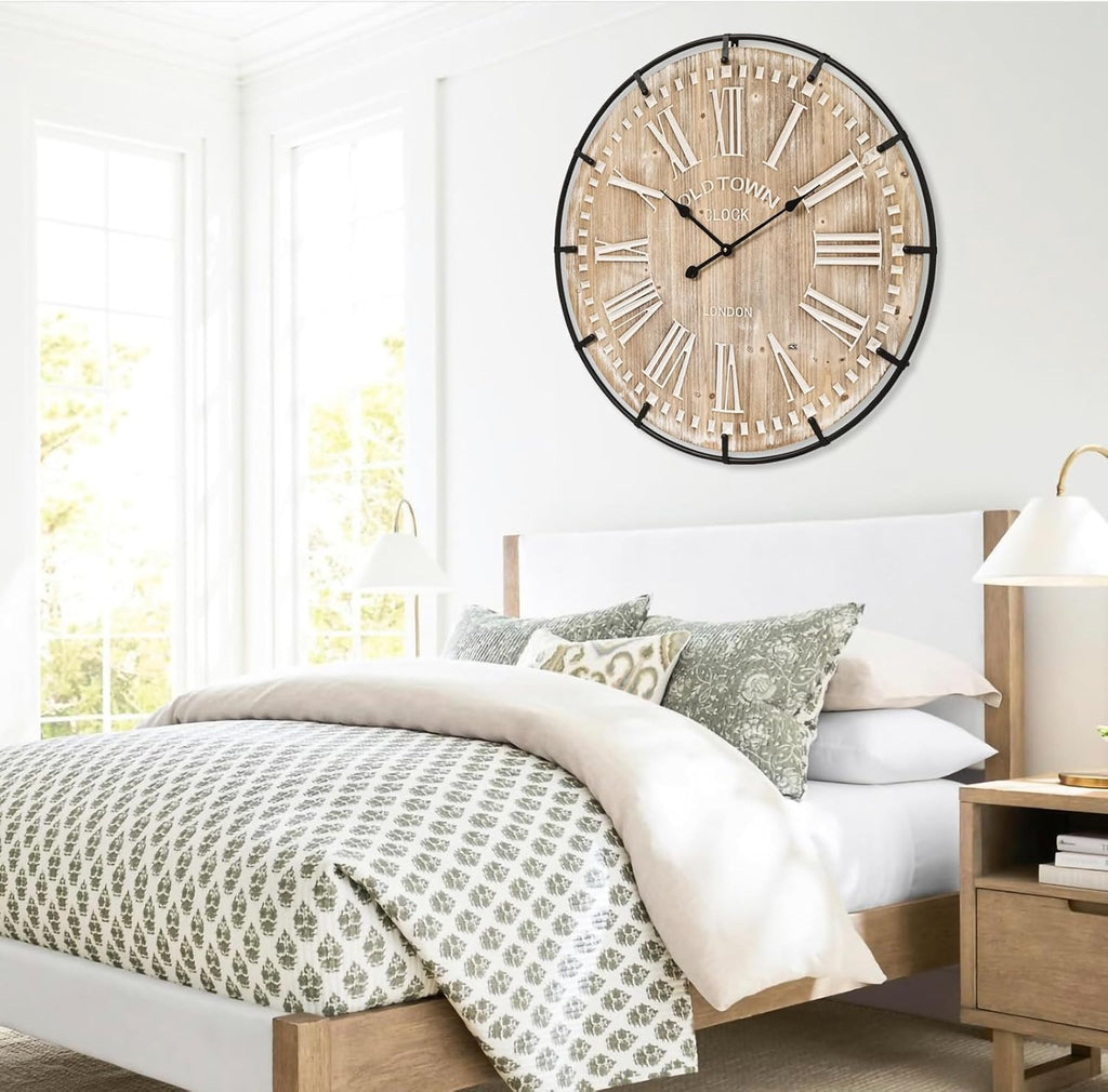 Battery Operated Farmhouse Brown Wall Clock — 30" - View 5