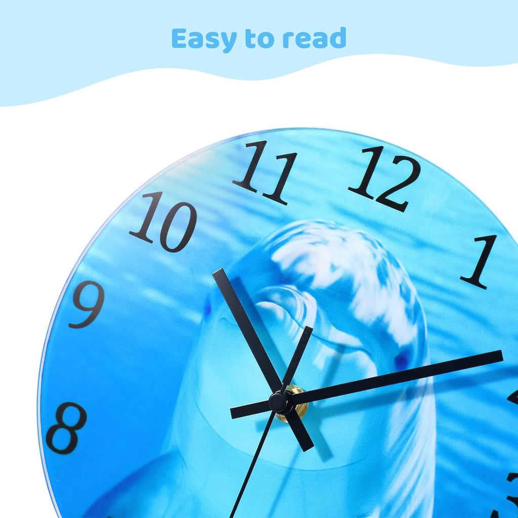 Battery Operated Blue Wall Clock — 8" - View 6