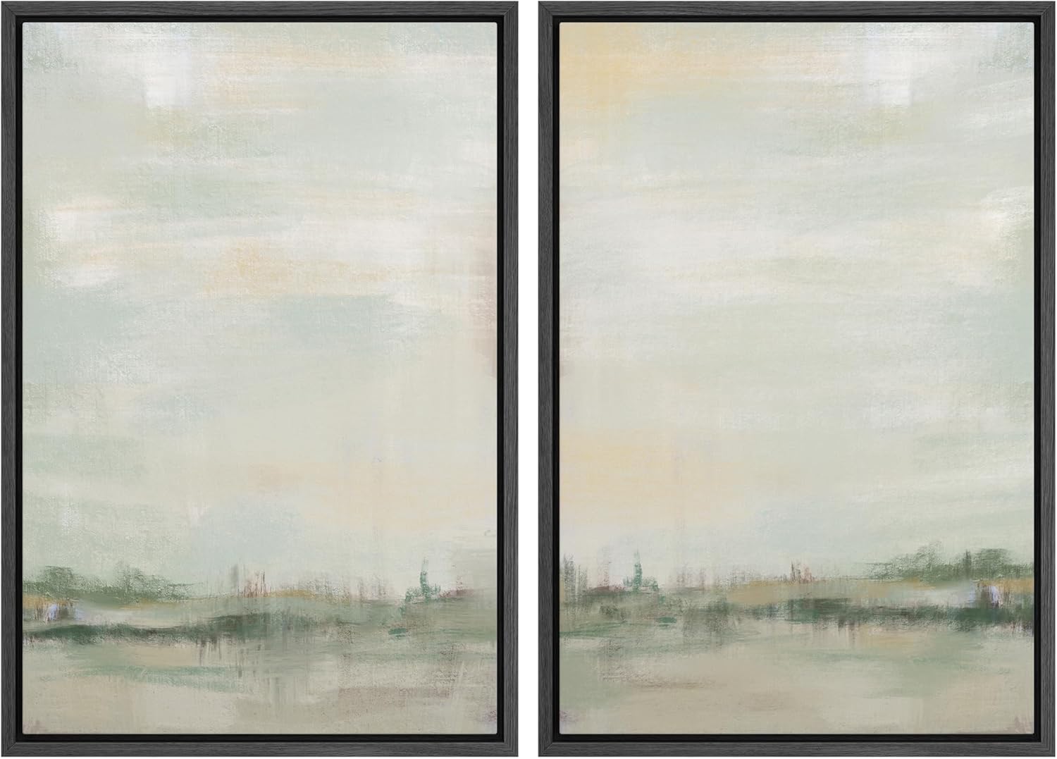 Framed Boho Fabric Wall Art — 16" — 24" x 36" x 2 Panels BLACK