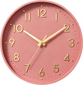Battery Operated Modern Beige Wall Clock — 8" — E_pink Gold