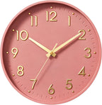 Battery Operated Modern Beige Wall Clock — 8" — E_pink Gold