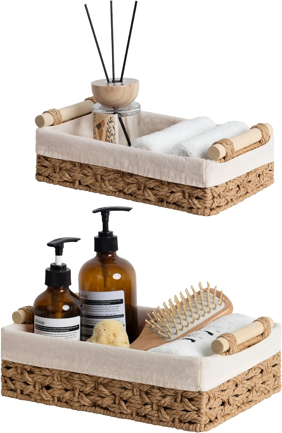 Beige Storage Basket — Set of 2 — Light Brown