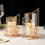 Luxe Metal Pillar Candle — Set of 2