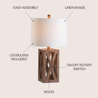 Linen Farmhouse Black Desk Lamp — 21.5" - View 5