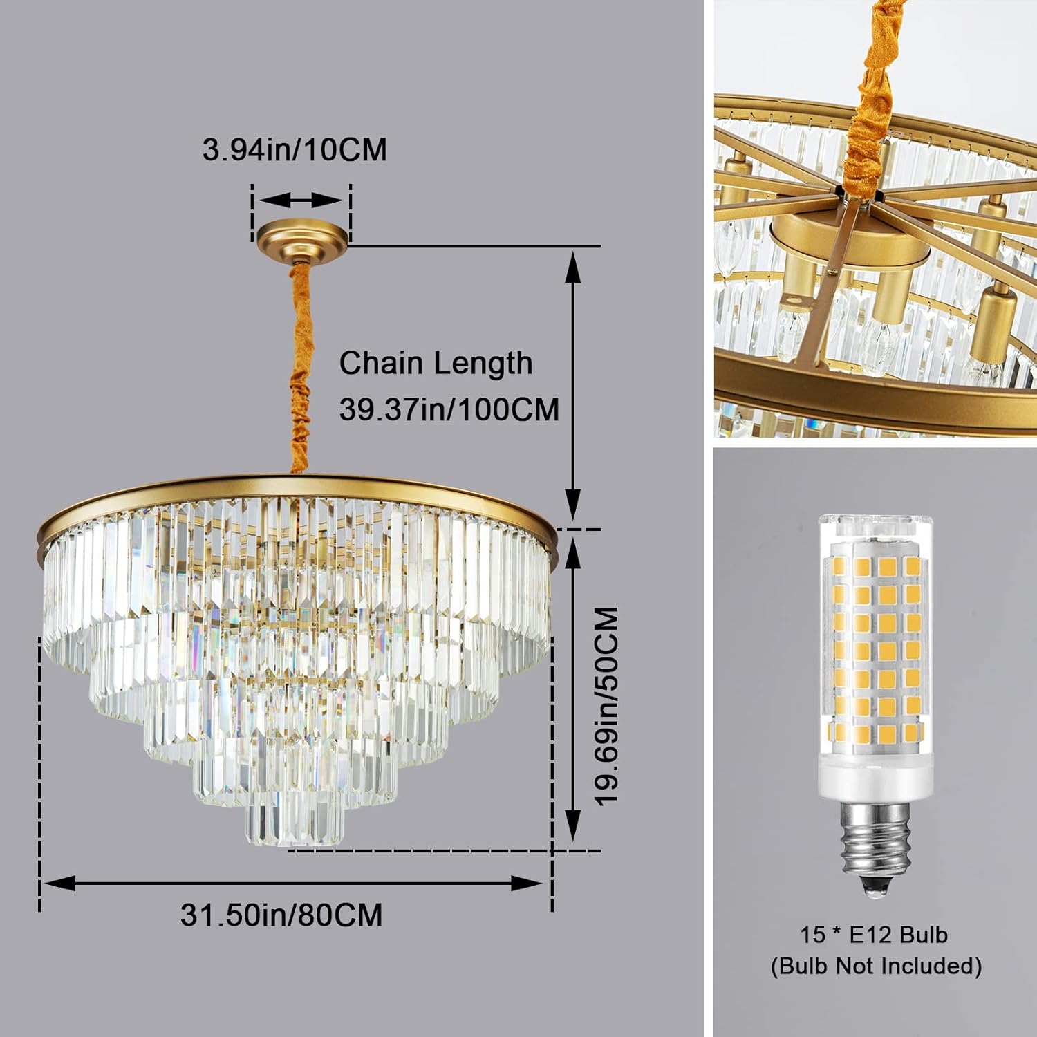 Adjustable Luxe Black Chandelier - View 5