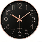 Modern Black Wall Clock — 16" — 12 Inch