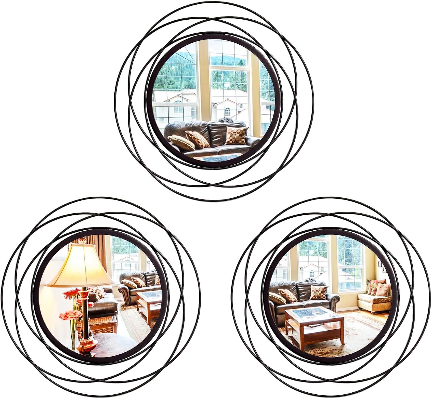 Boho Black Round Mirror — Style 2-black Circle