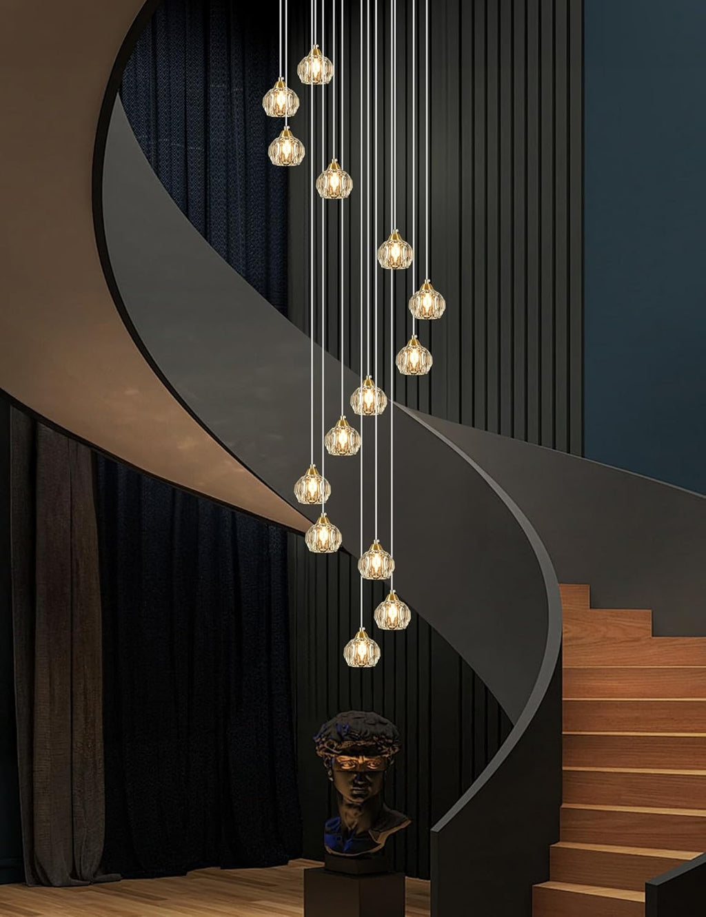 Luxe Black Chandelier — 14-Light - View 8