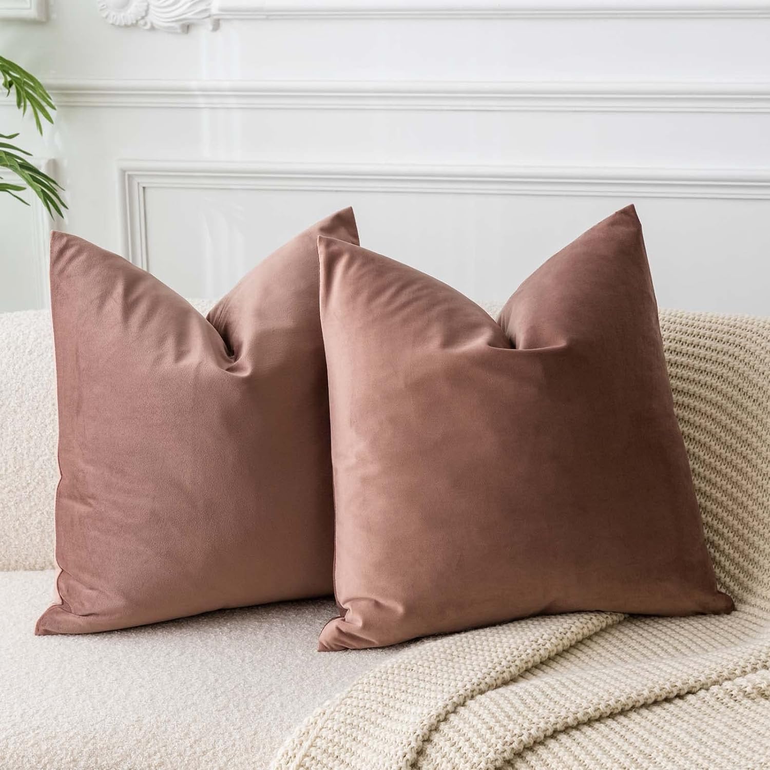 Velvet Luxe Beige Throw Pillow Cover — 20" — Jam