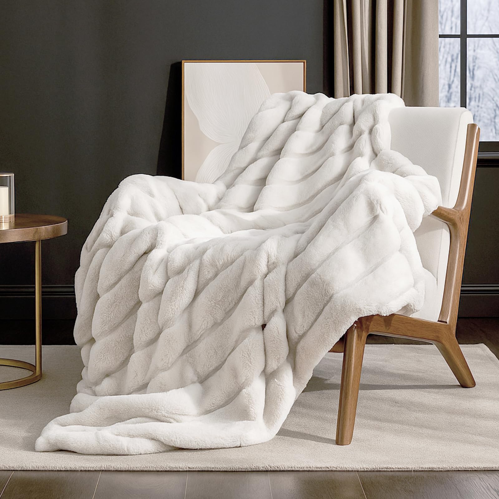Luxe Beige Throw Pillow — 50"