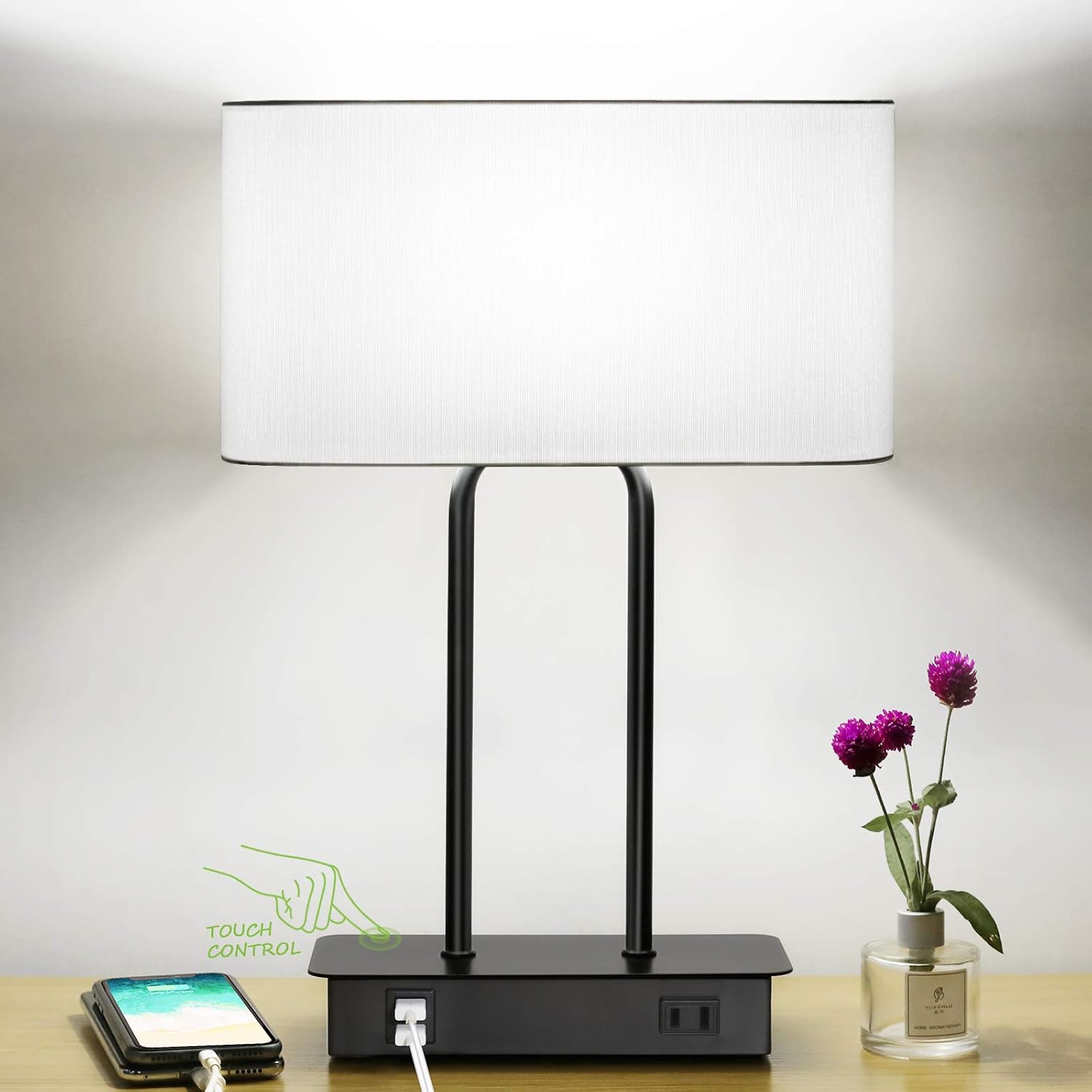 Dimmable Modern Beige Desk Lamp — White