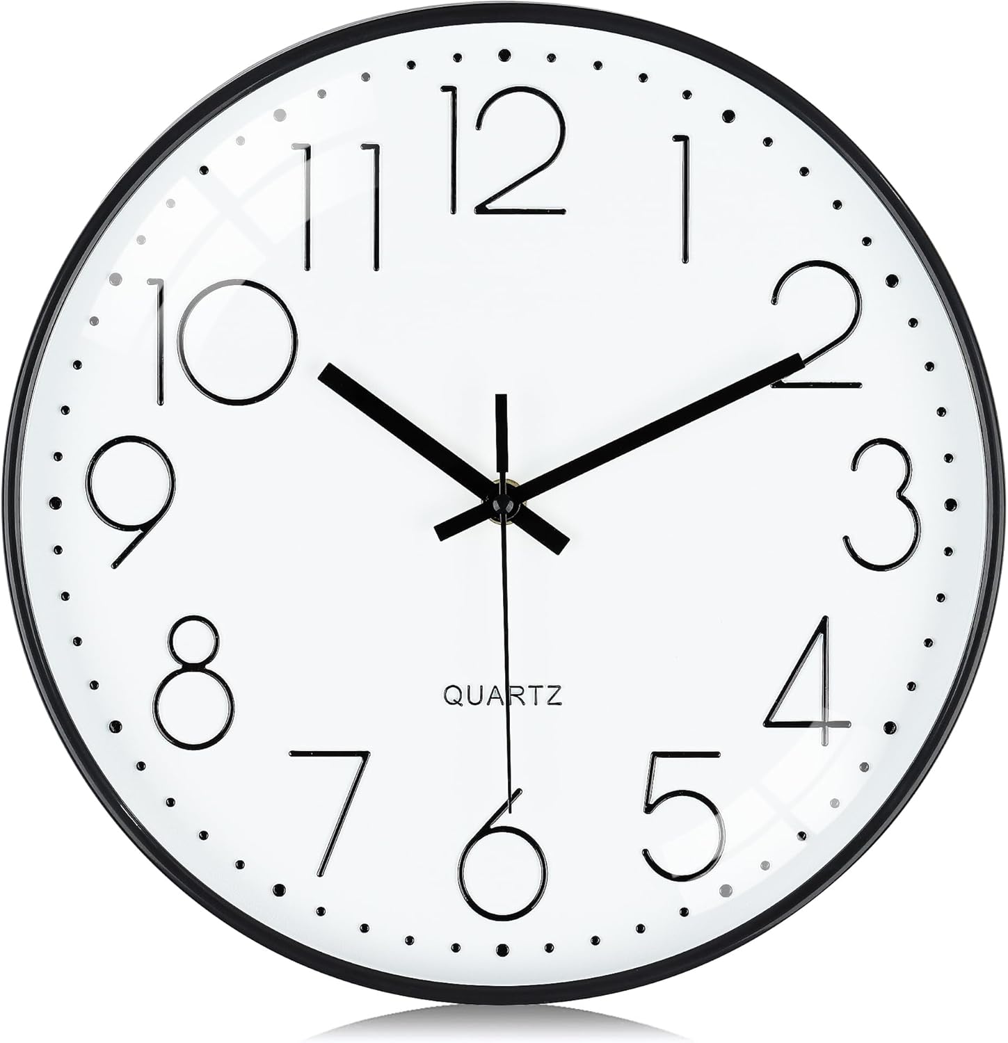 Battery Operated Luxe Black Wall Clock — 12" — Black
