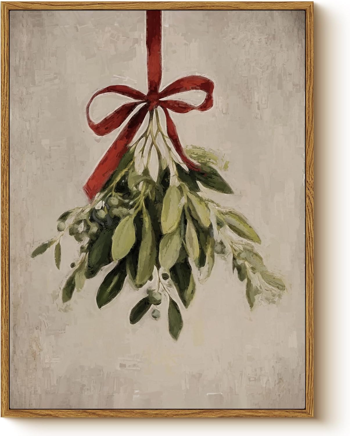Framed Farmhouse White Wall Art — 16" — Mistletoe