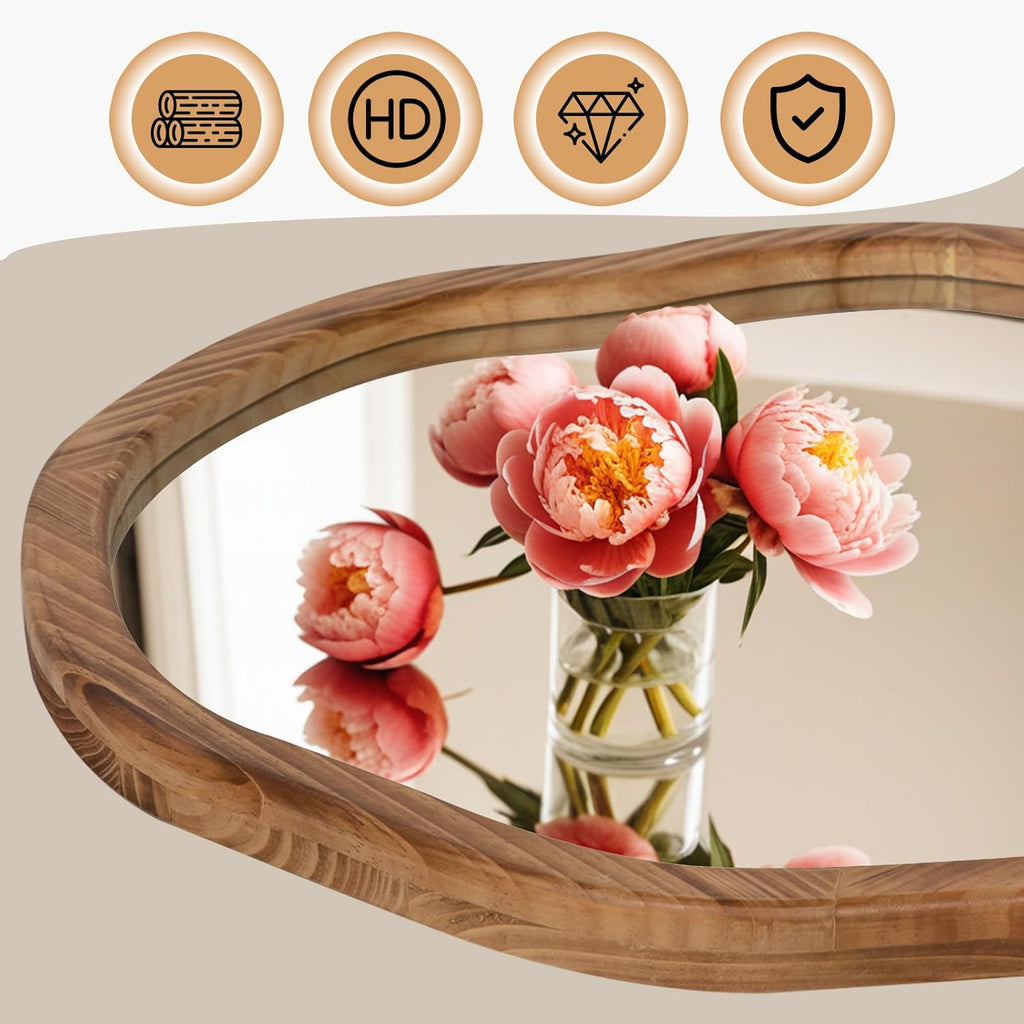 Round Farmhouse Brown Wall Mirror — 30" - View 7