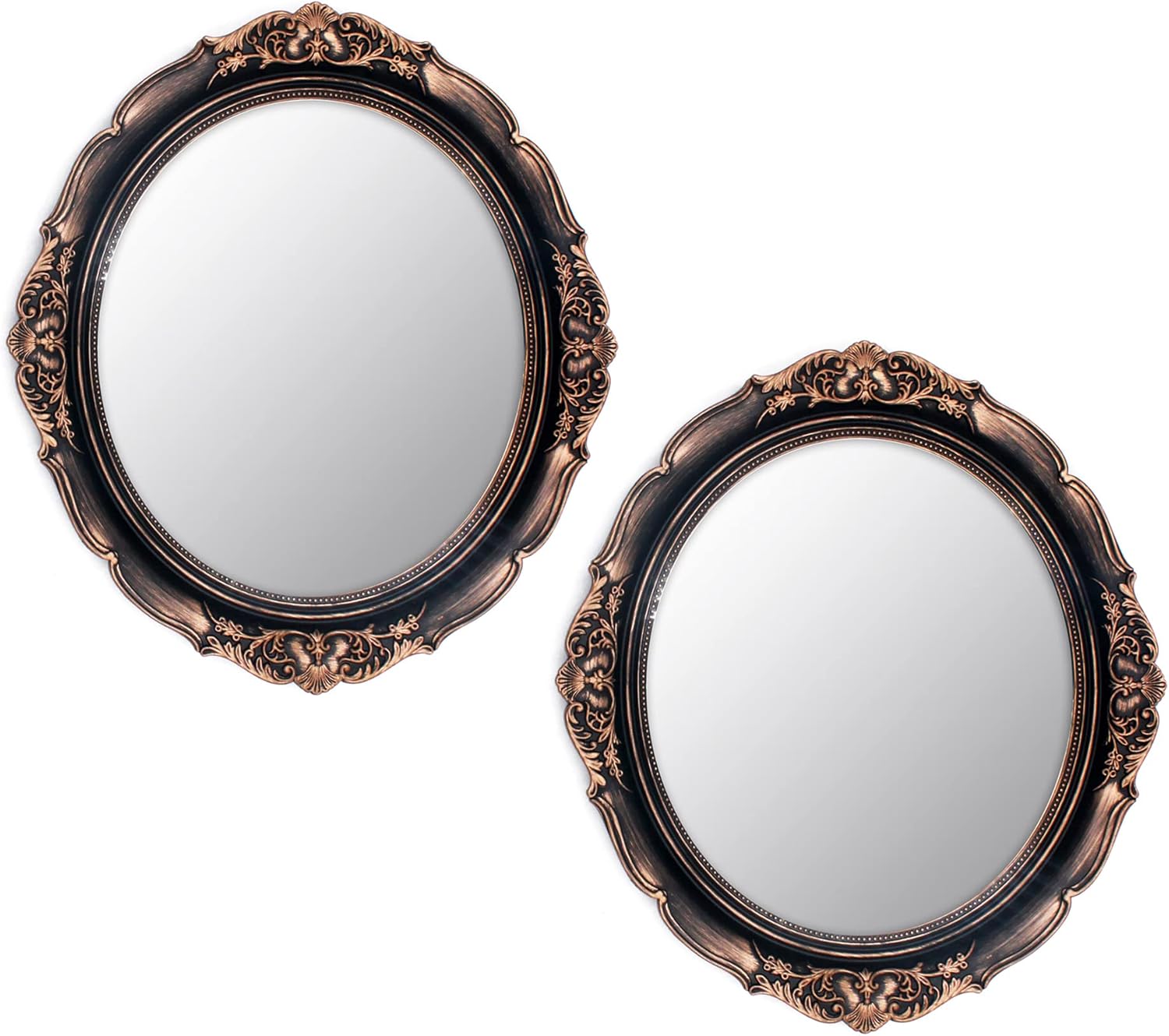 Oval Luxe Blue Wall Mirror — 8" — Vintage Gold 2 Pcs