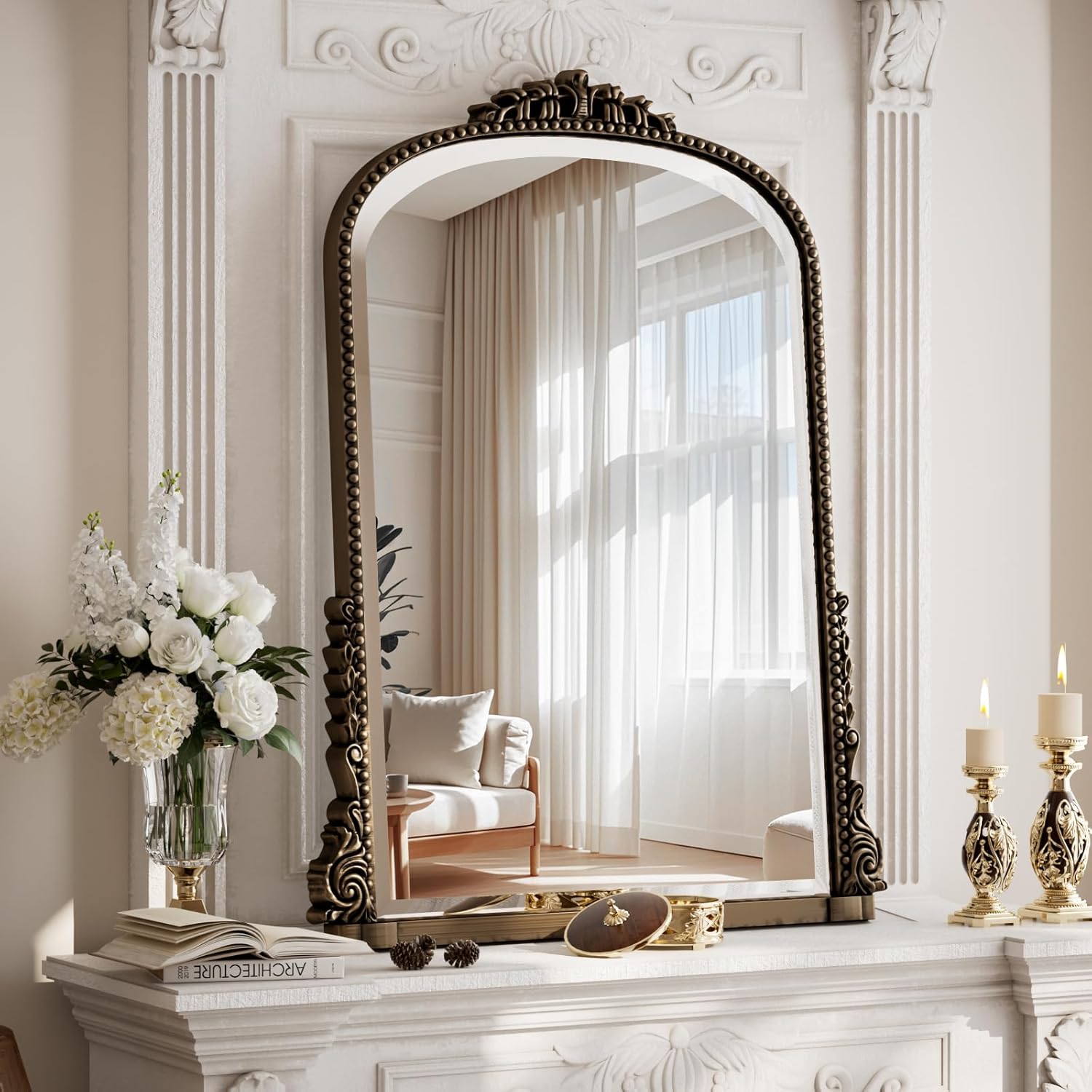 Round Luxe Gold Wall Mirror — 27" — Bronze