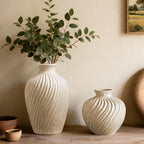 Round Farmhouse Ceramic Flower Vase — 5" - View 7