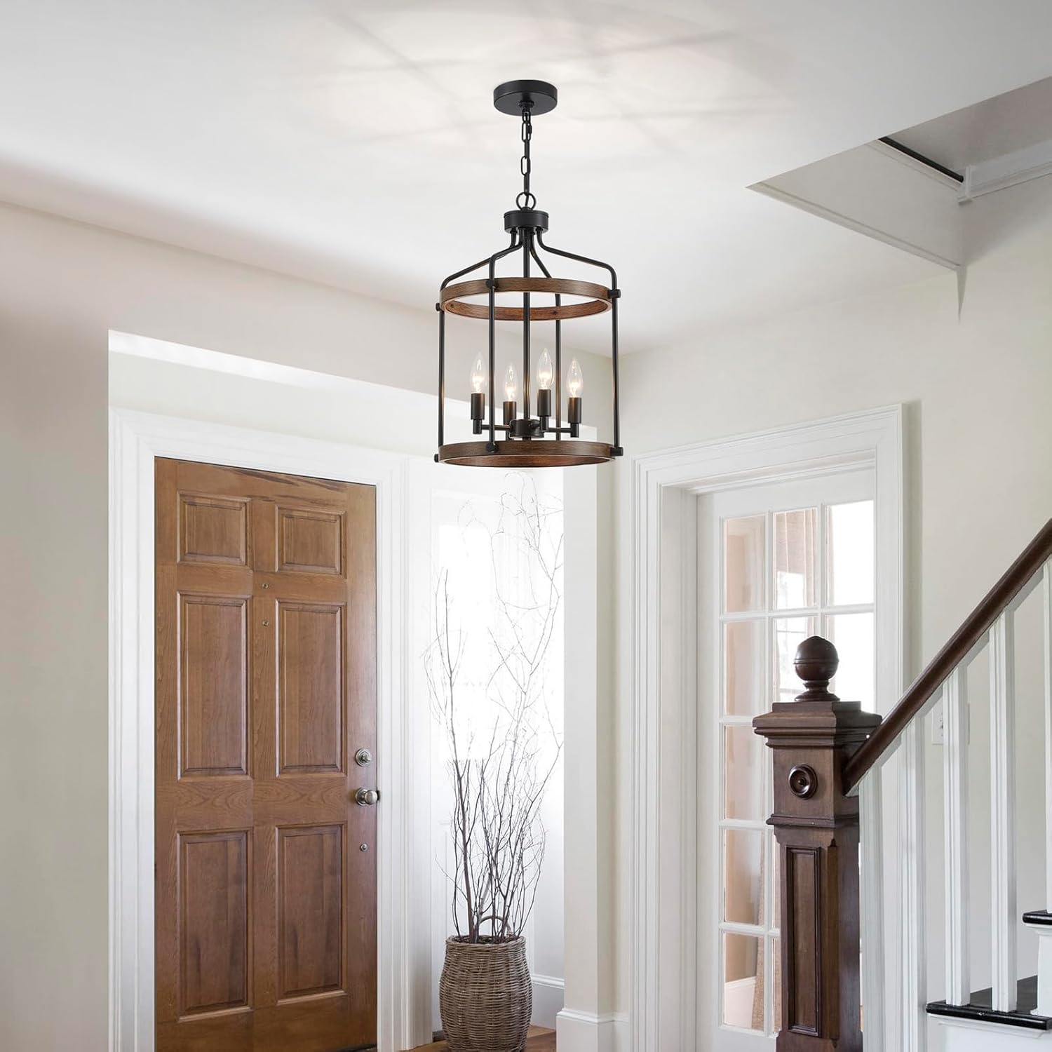 Farmhouse Black Chandelier — 4-Light - View 7