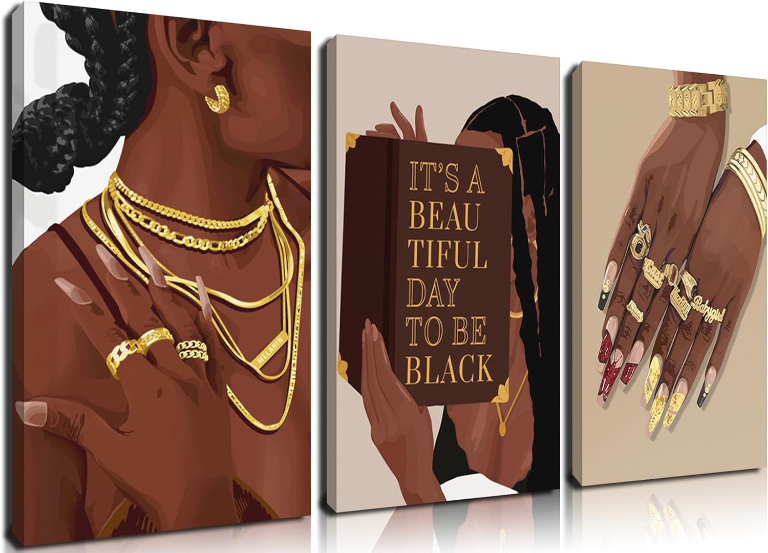 Framed Black Wall Decor — 16" — Black Girl-2