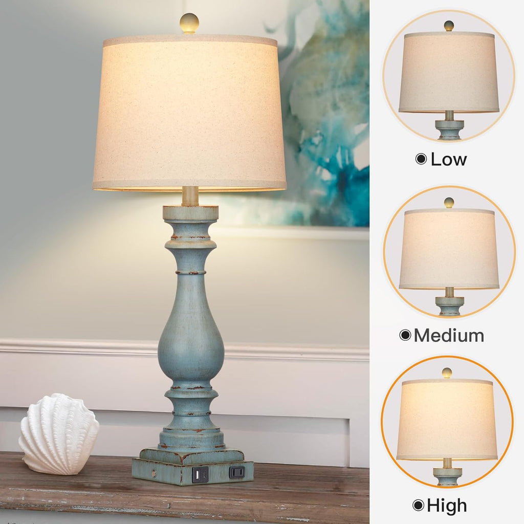 Dimmable Mid-Century Beige Nightstand Lamp — 27.5" - View 3