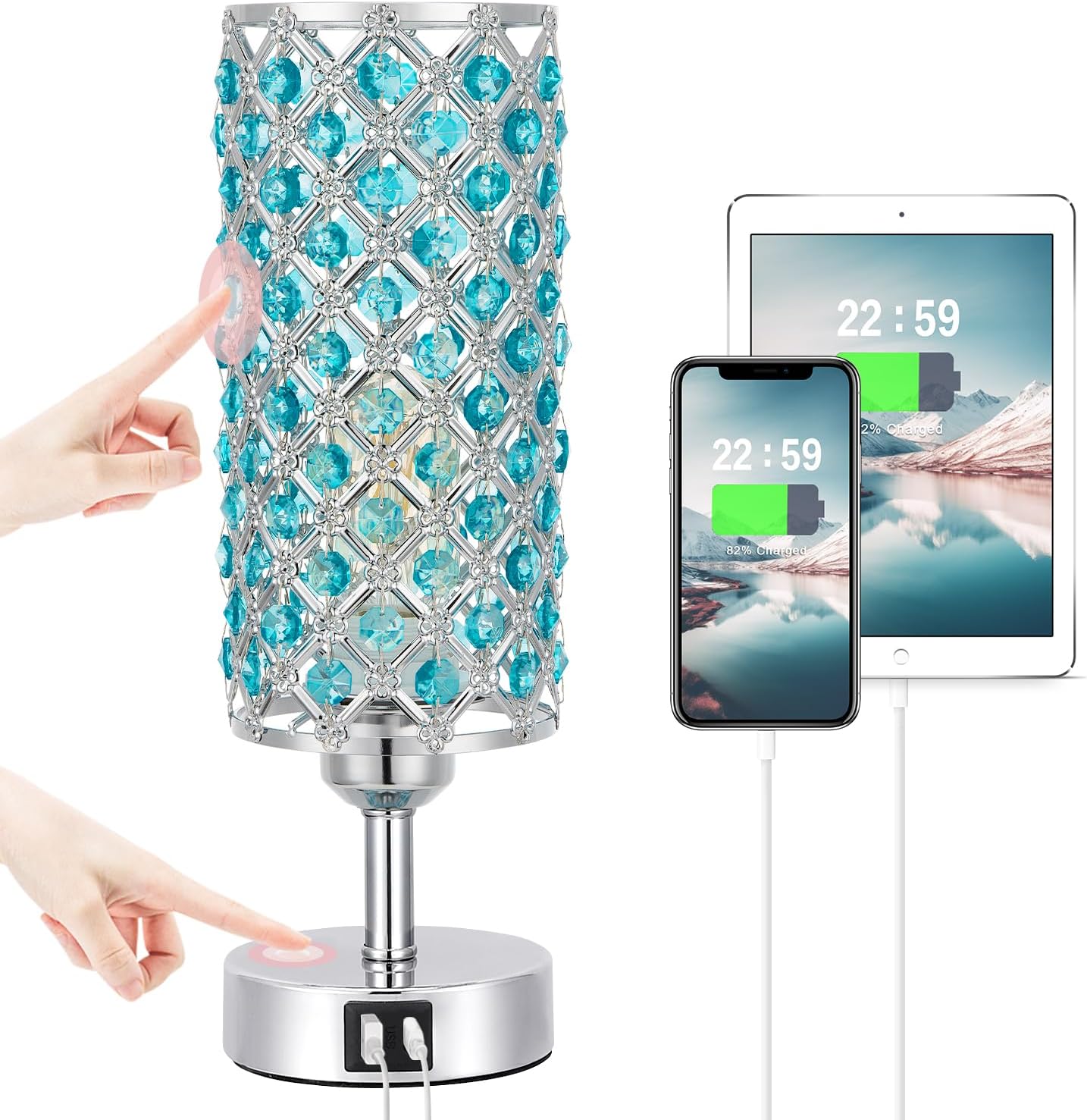 Dimmable Luxe Black Bedside Lamp — Blue