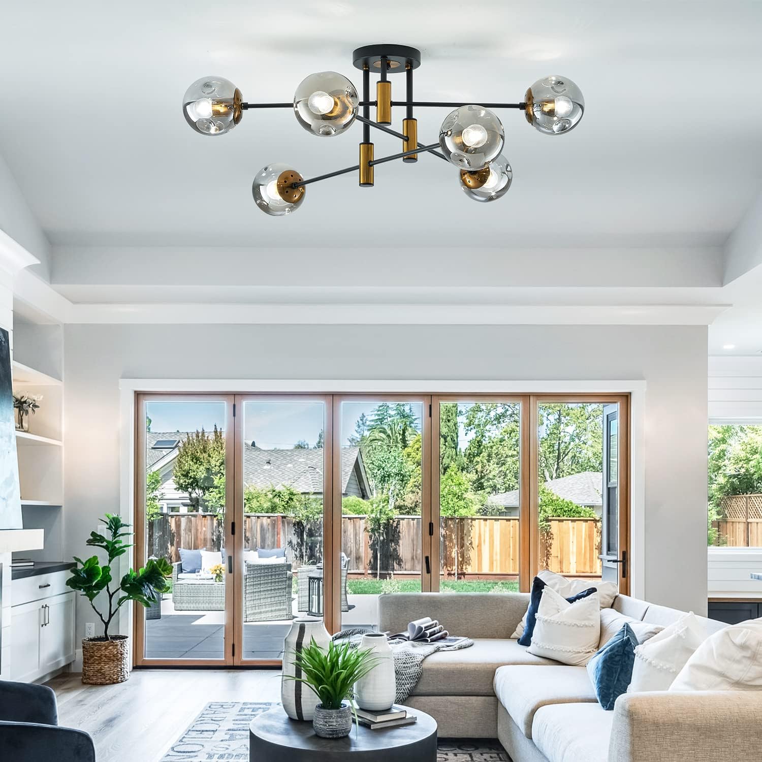 Vintage Farmhouse Black Chandelier — 6-Light - View 8