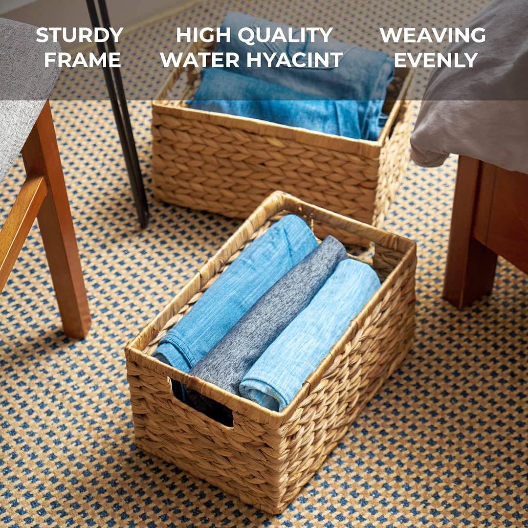 Rectangular Boho Rattan Storage Basket — Set of 6 - View 5