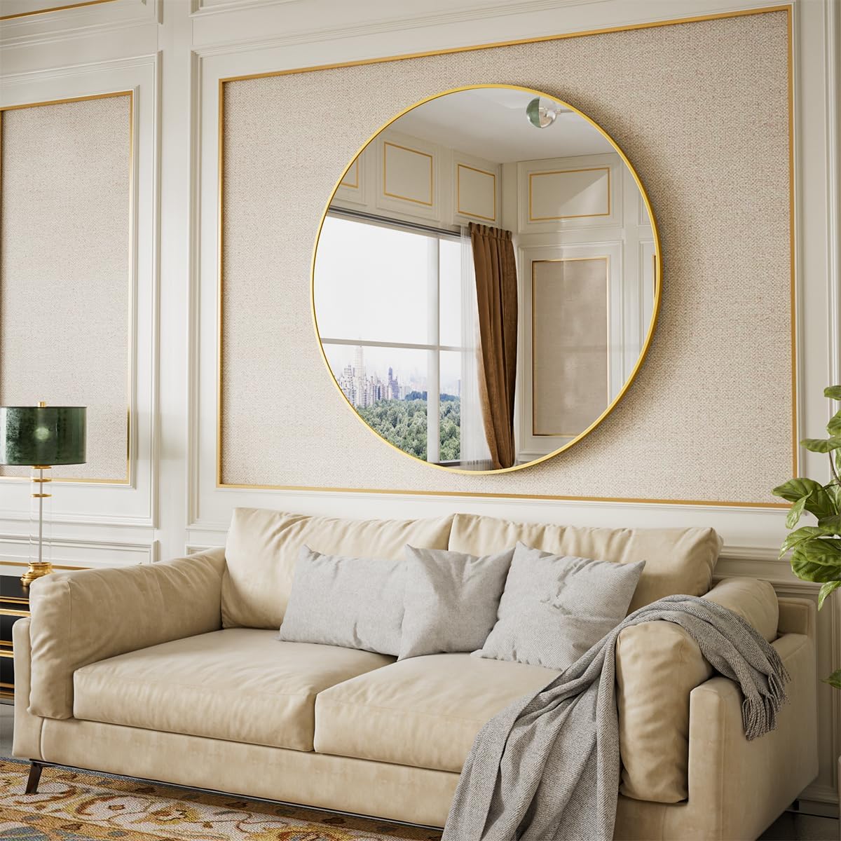 Luxe Black Round Mirror — 24" — Gold