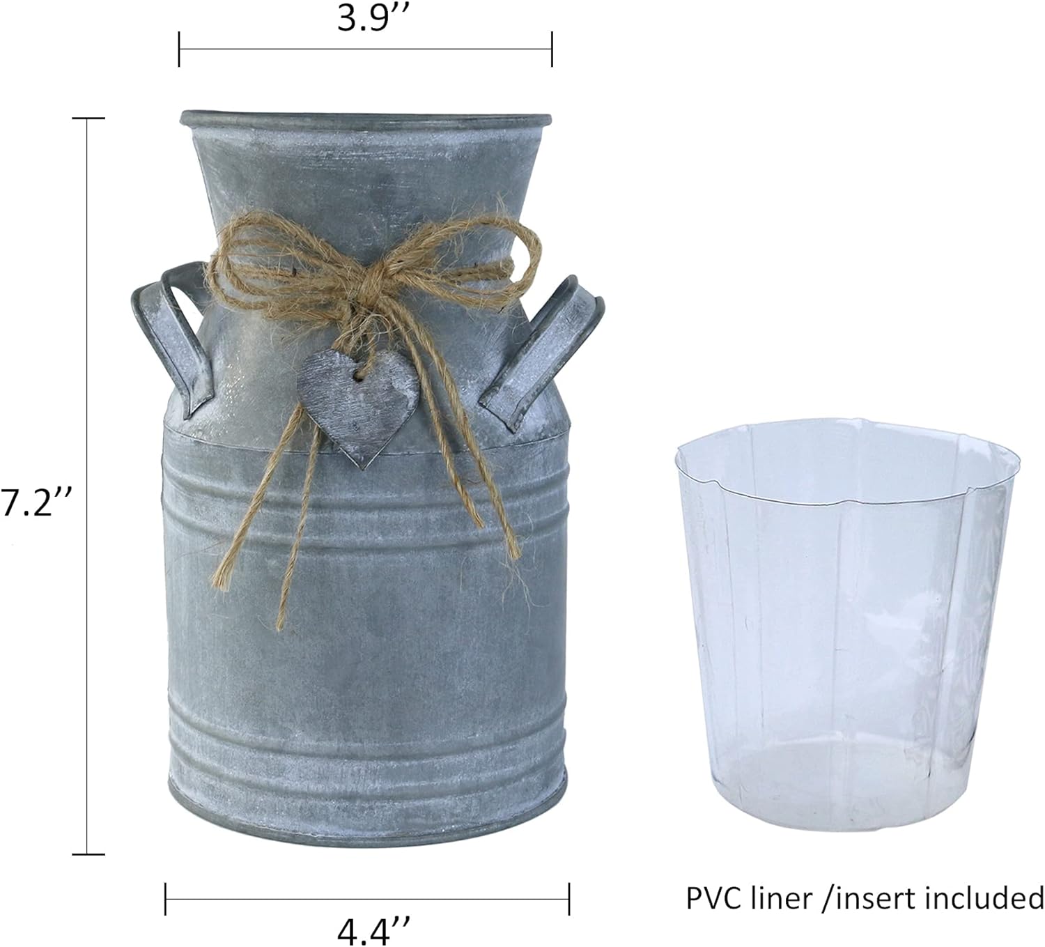 Vintage Farmhouse Metal Flower Vase — 7.2" - View 5