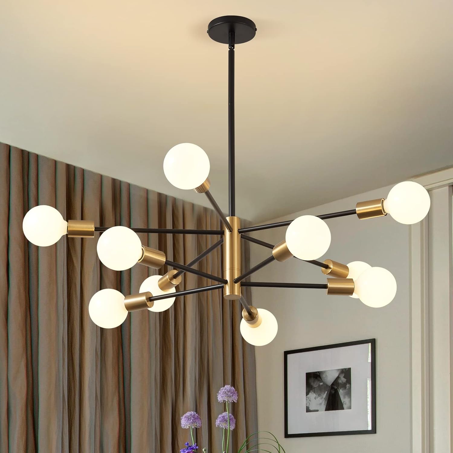 Adjustable Luxe Black Chandelier — 6-Light — 10-light