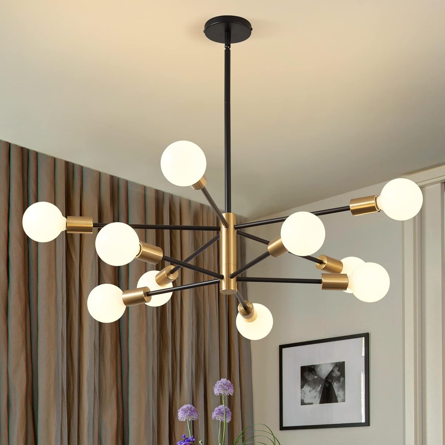 Adjustable Luxe Black Chandelier — 8-Light — 10-light