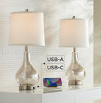 USB Charging Modern Silver Table Lamp — 21.75" - View 9