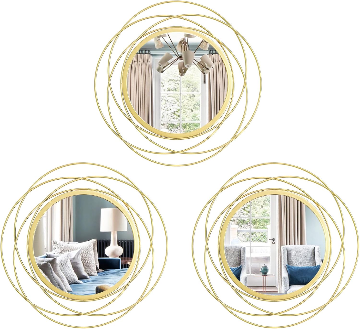 Boho Black Round Mirror — Style 2-gold Circle