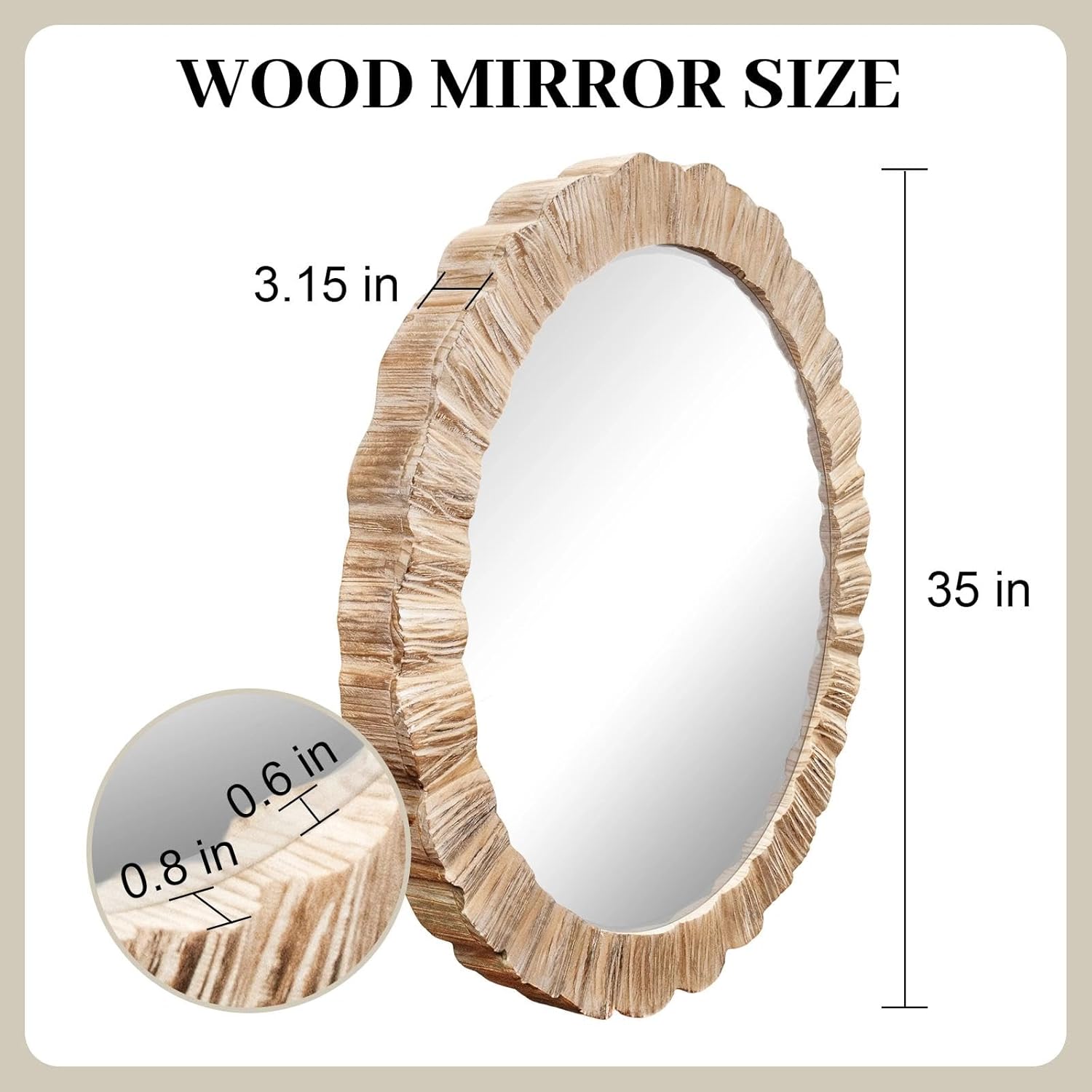 Beveled Farmhouse Brown Wall Mirror — 35" - View 3