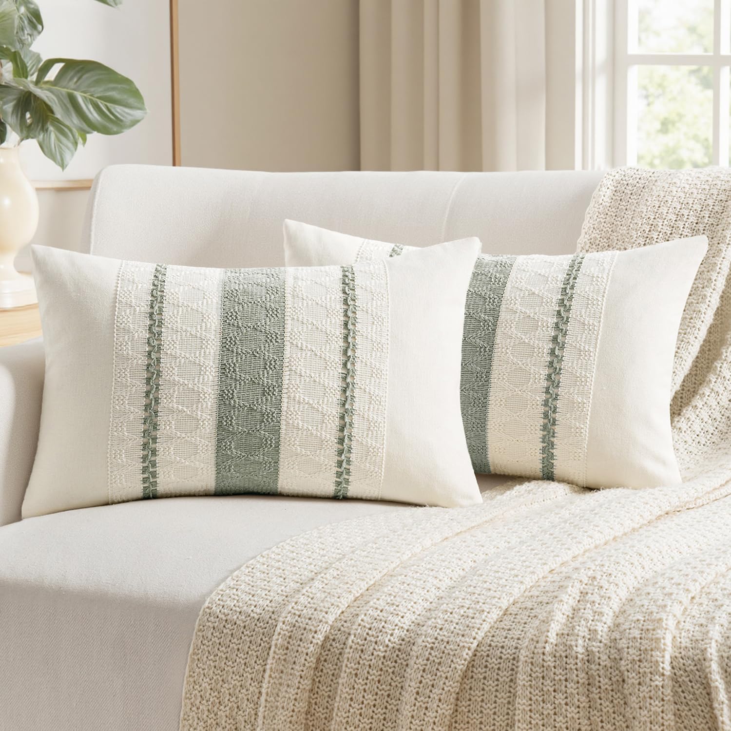 Boho Beige Pillow Cover — 18" — 20" x 12" (Pack of 2)