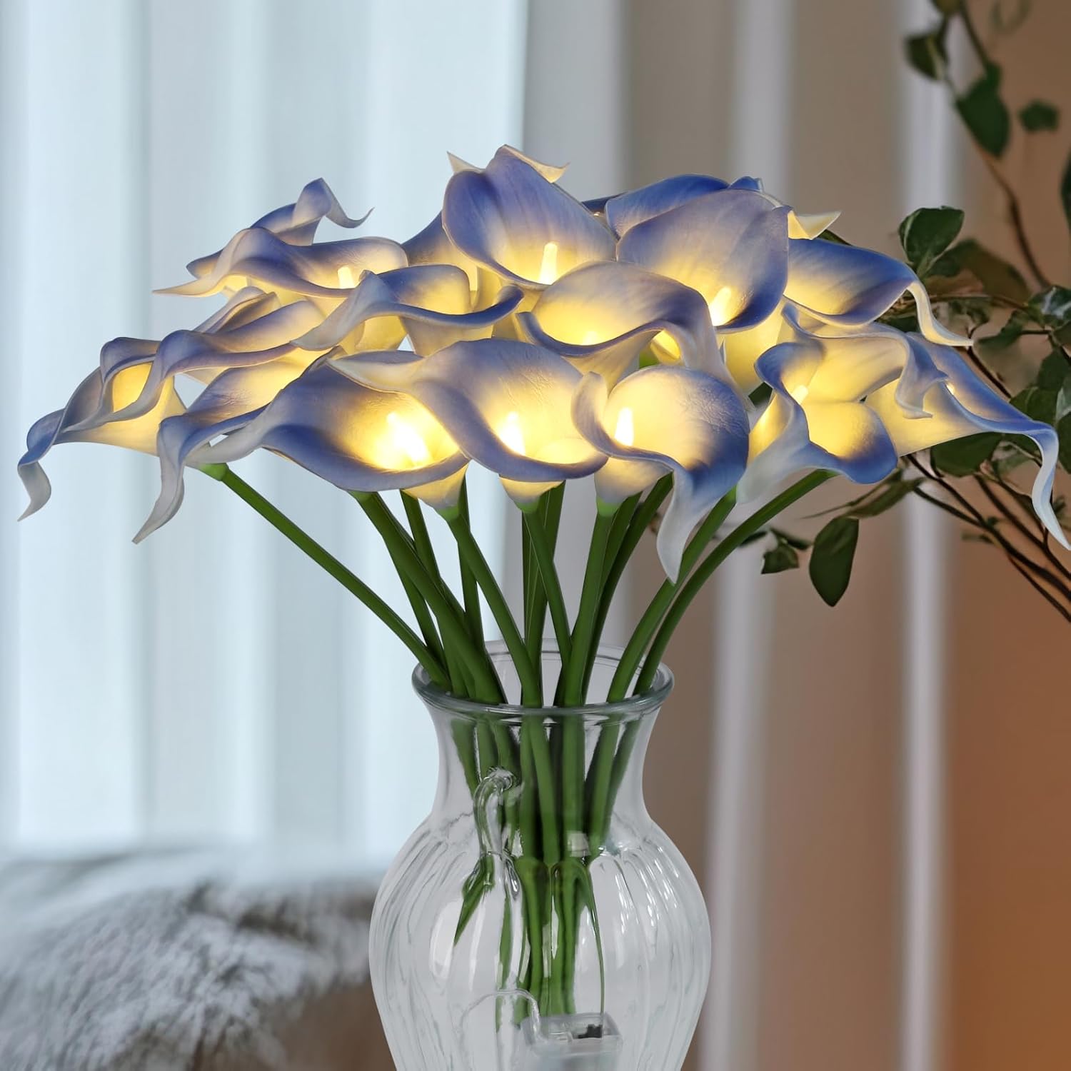 Lighted Blue Artificial Flowers — Light Blue