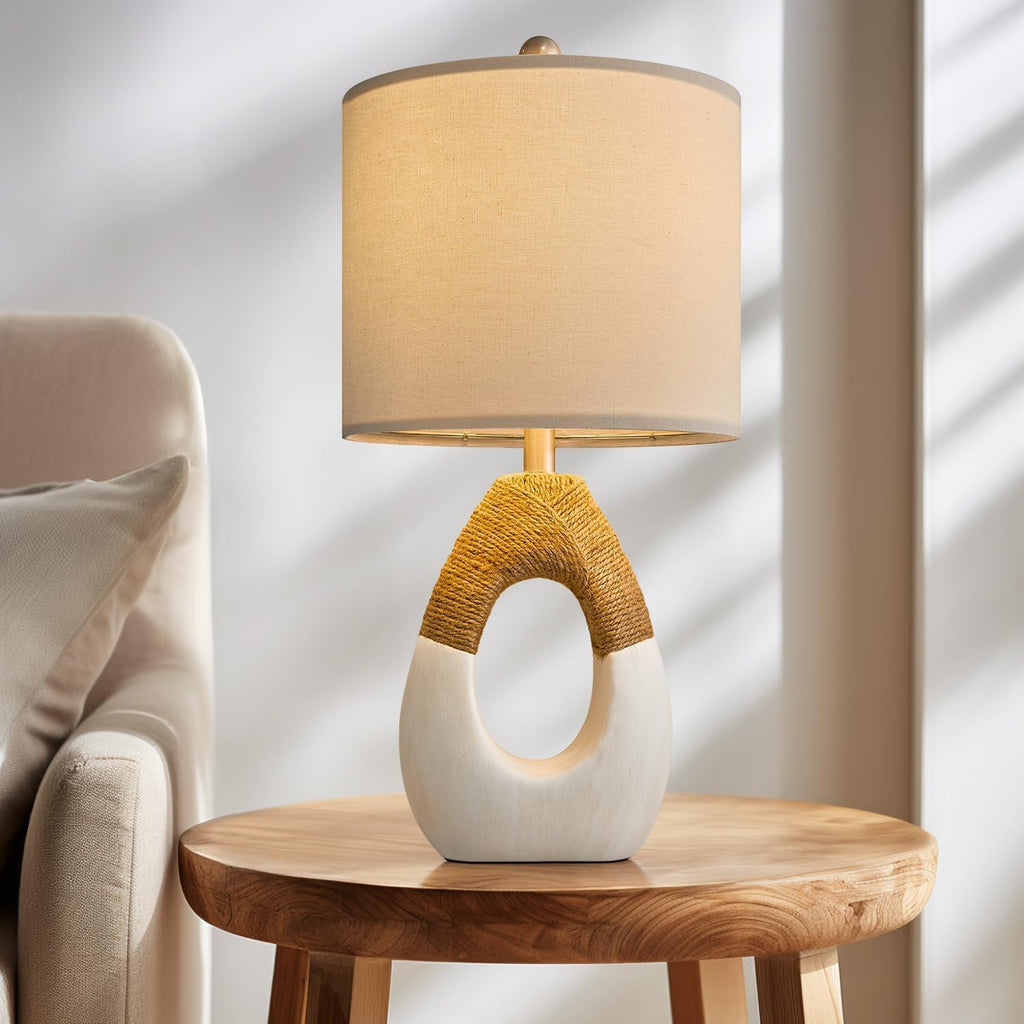 Boho Beige Bedside Lamp - View 4