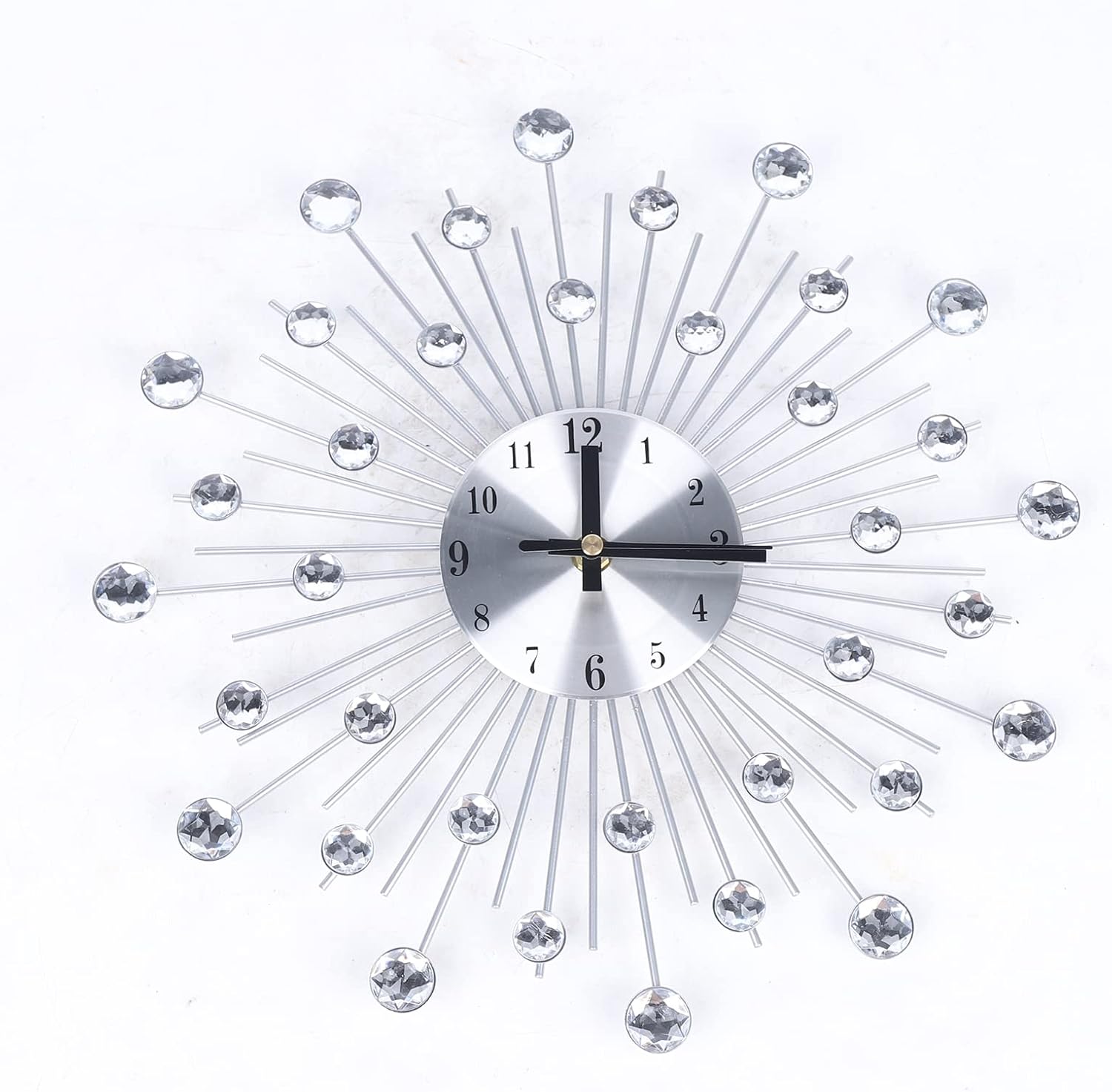 Modern Black Wall Clock — 20" — Silver