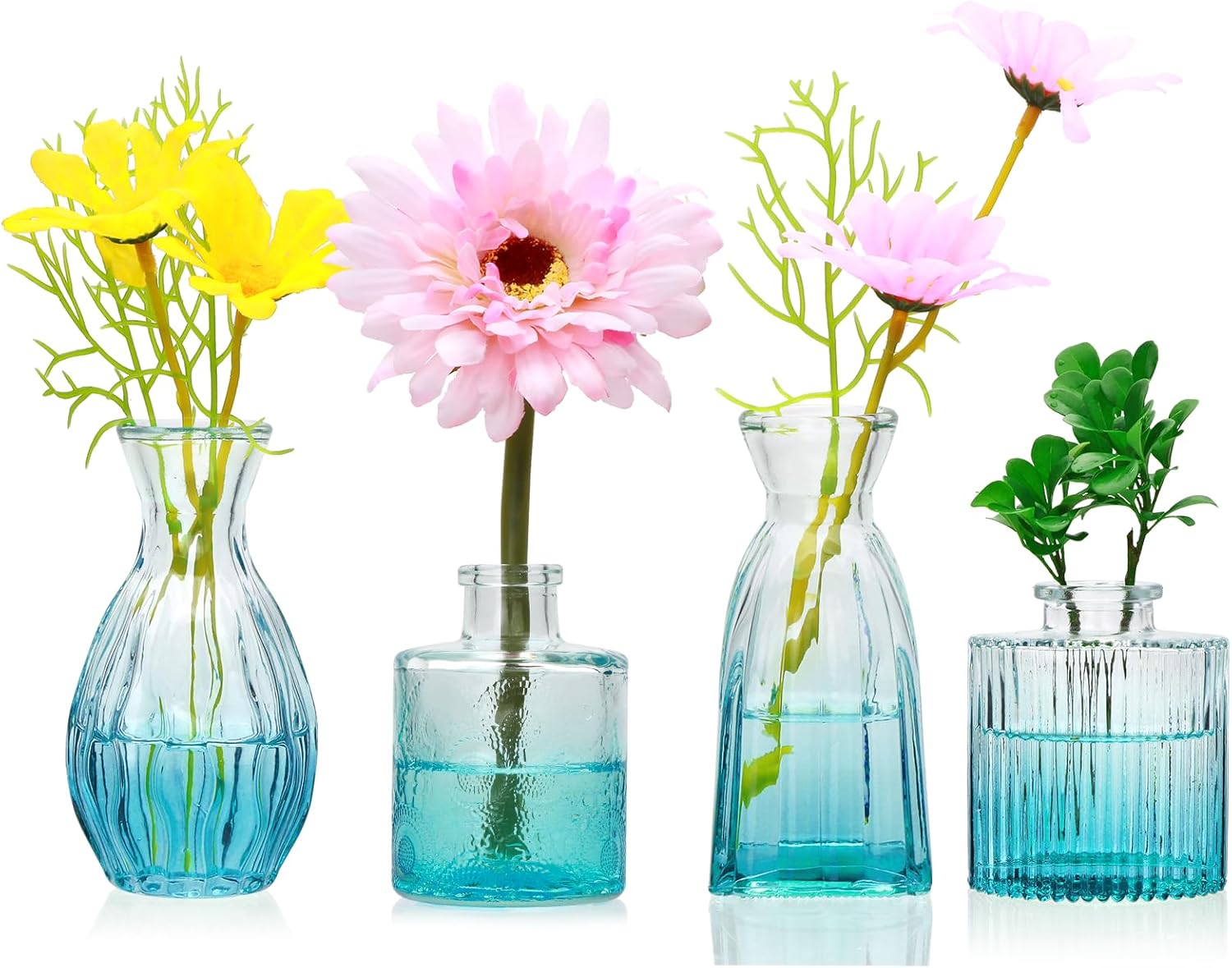 Vintage Blue Flower Vase — Set of 4 — Blue