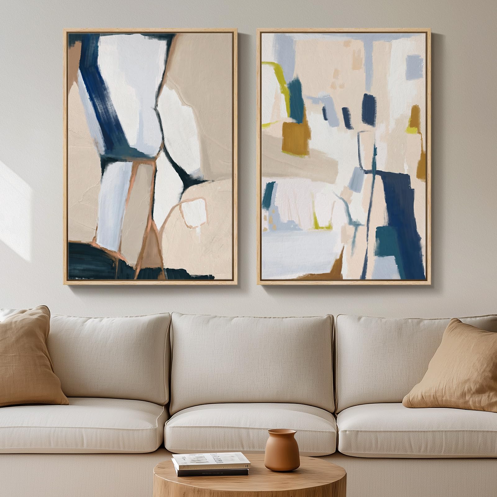 Framed Modern Beige Wall Decor — 24"