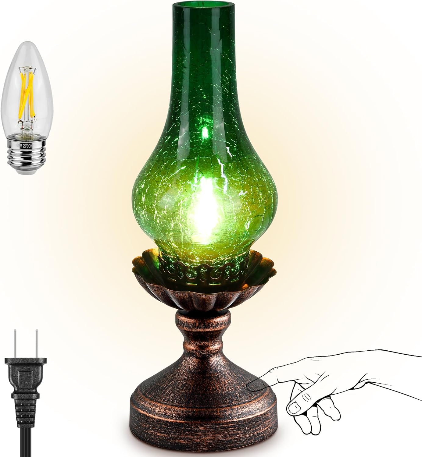 Dimmable Farmhouse Green Bedside Lamp — Green