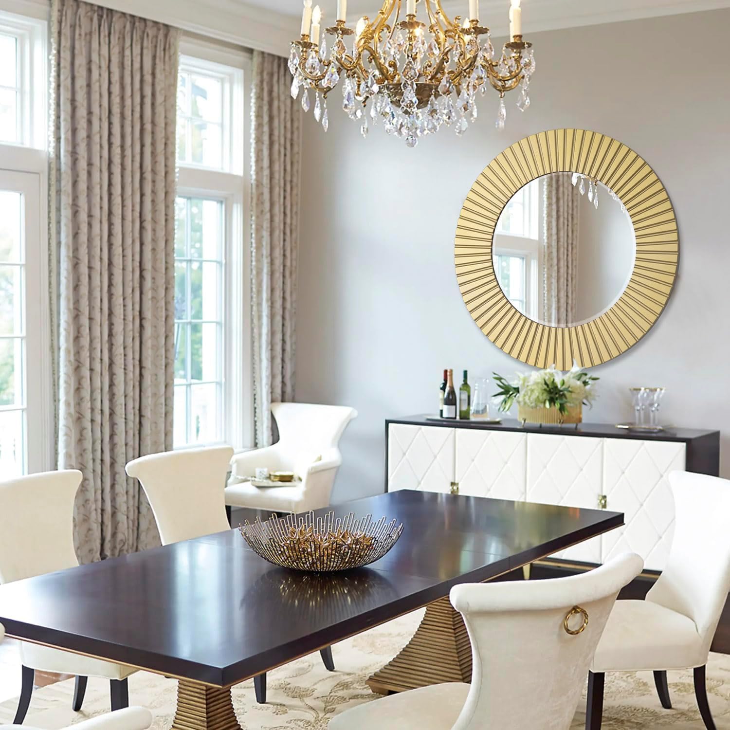 Round Luxe Black Wall Mirror — 30" - View 5