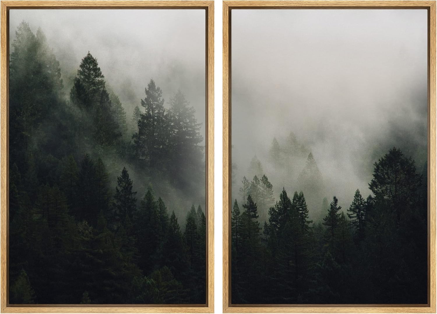 Framed Farmhouse Fabric Canvas Wall Art — 24" — 16" x 24" x 2 Panels NATURAL