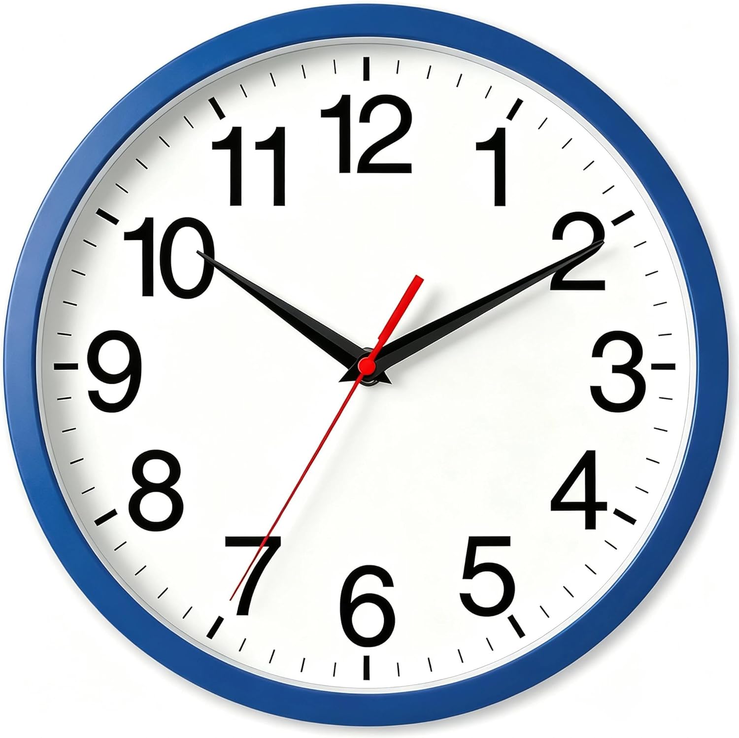 Battery Operated Modern Black Wall Clock — 14" — D_blue