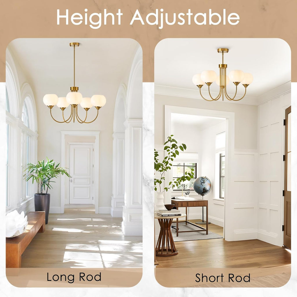 Vintage Luxe Orange Chandelier — 5-Light - View 5